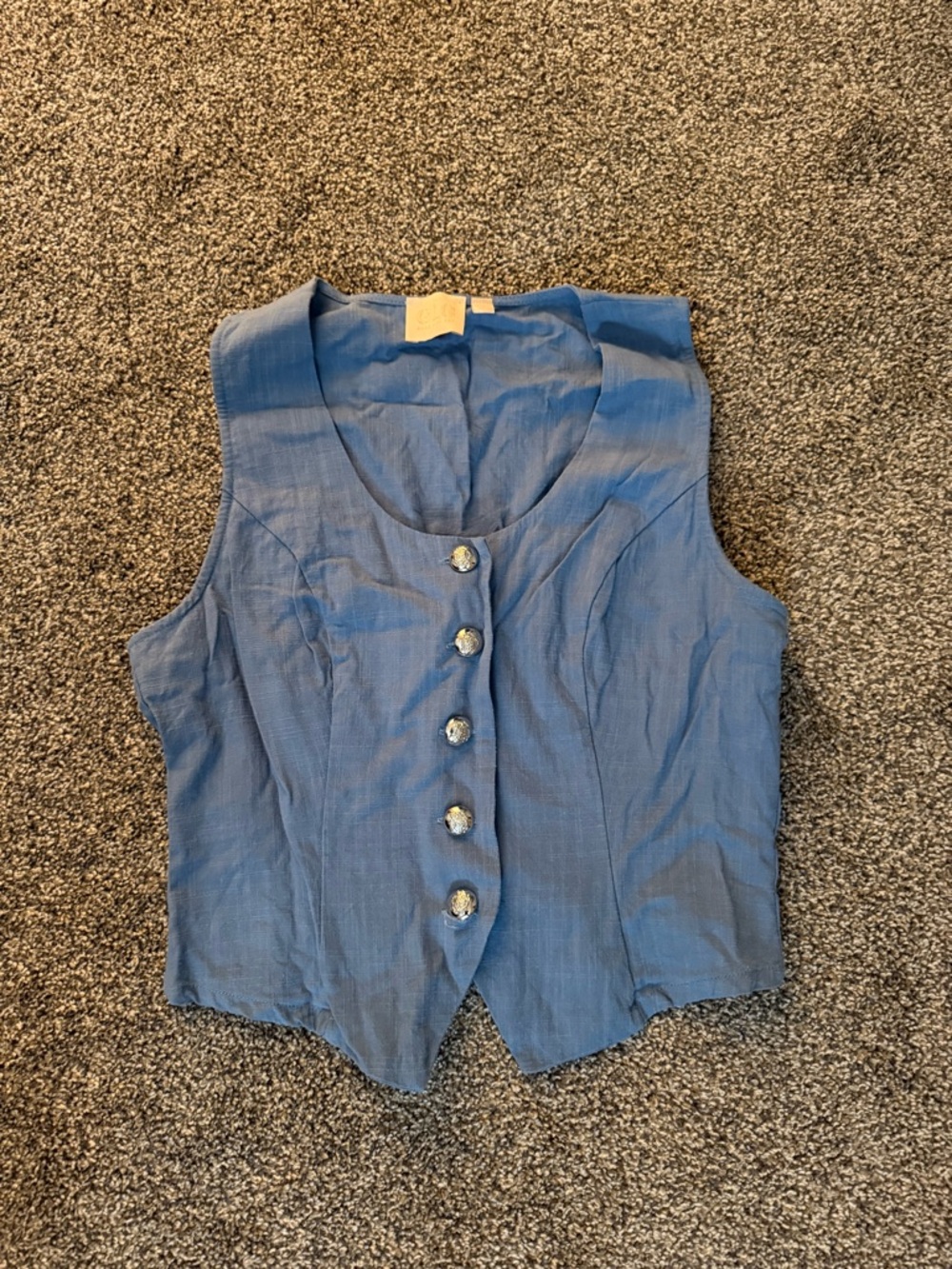 Classic Blue Button-Front Women's Vest